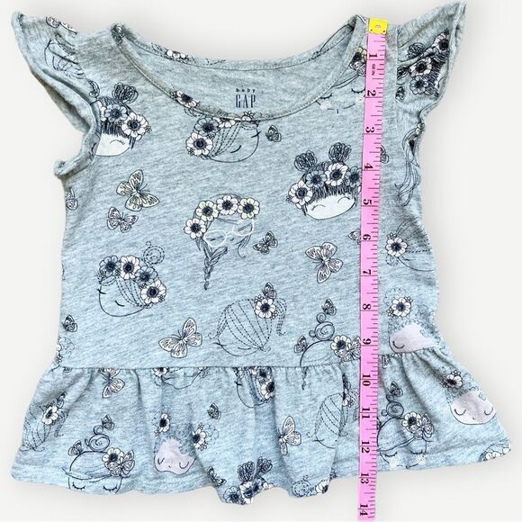 Baby Gap Girls Toddler Kids Flutter Sleeve Peplum Hem Top. Tee. 12-18 Months. - Picture 4 of 6